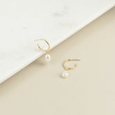 MARGOT Pearl Hoops • Pearl Huggie Hoops • Pearl Earrings • Pearl Jewelry • Bridesmaids Jewelry